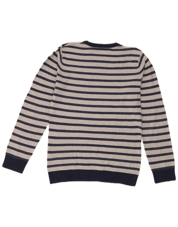 Carhartt Mens Crew Neck Jumper Sweater Medium Navy Blue Striped Cotton