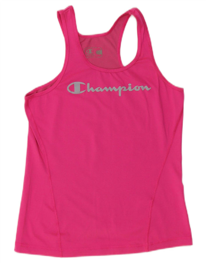 CHAMPION Womens Graphic T-Shirt Top UK 14 Large Pink