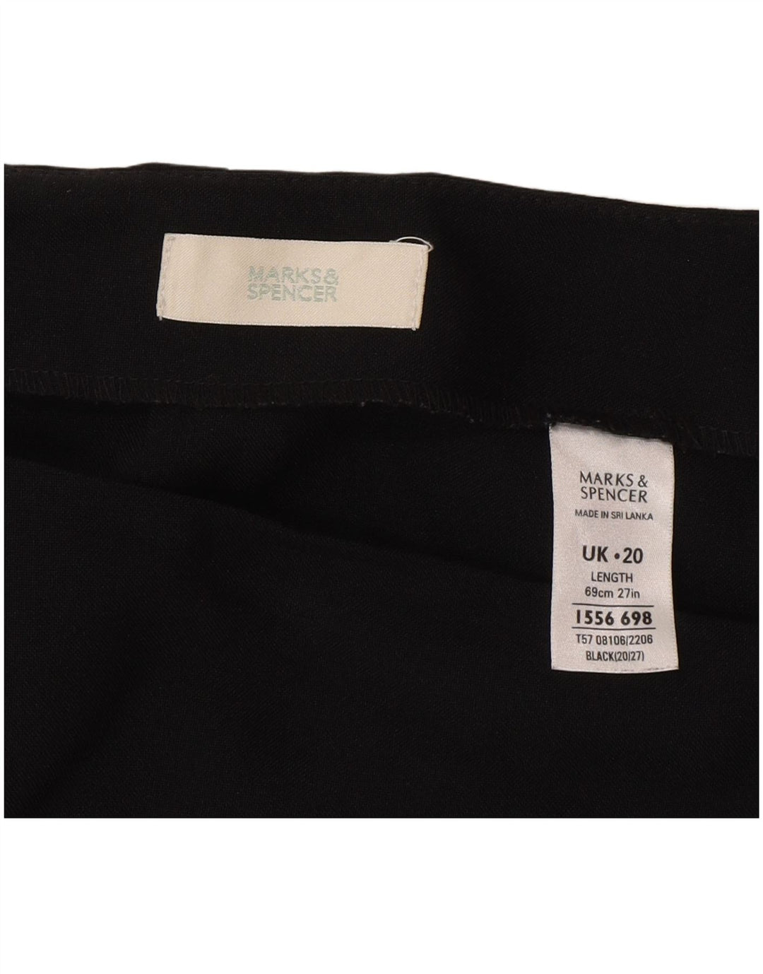 Marks & Spencer Womens Pencil Skirt UK 20 2XL W40 Black Polyester