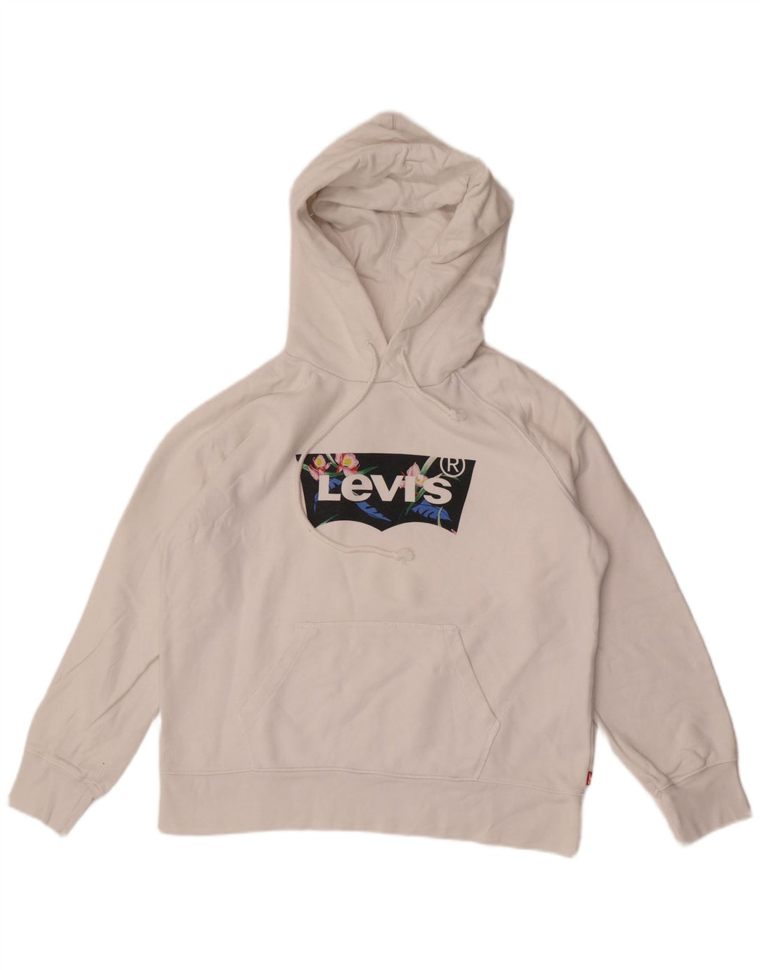 Levi's Womens Graphic Hoodie Jumper UK 14 Medium White Cotton