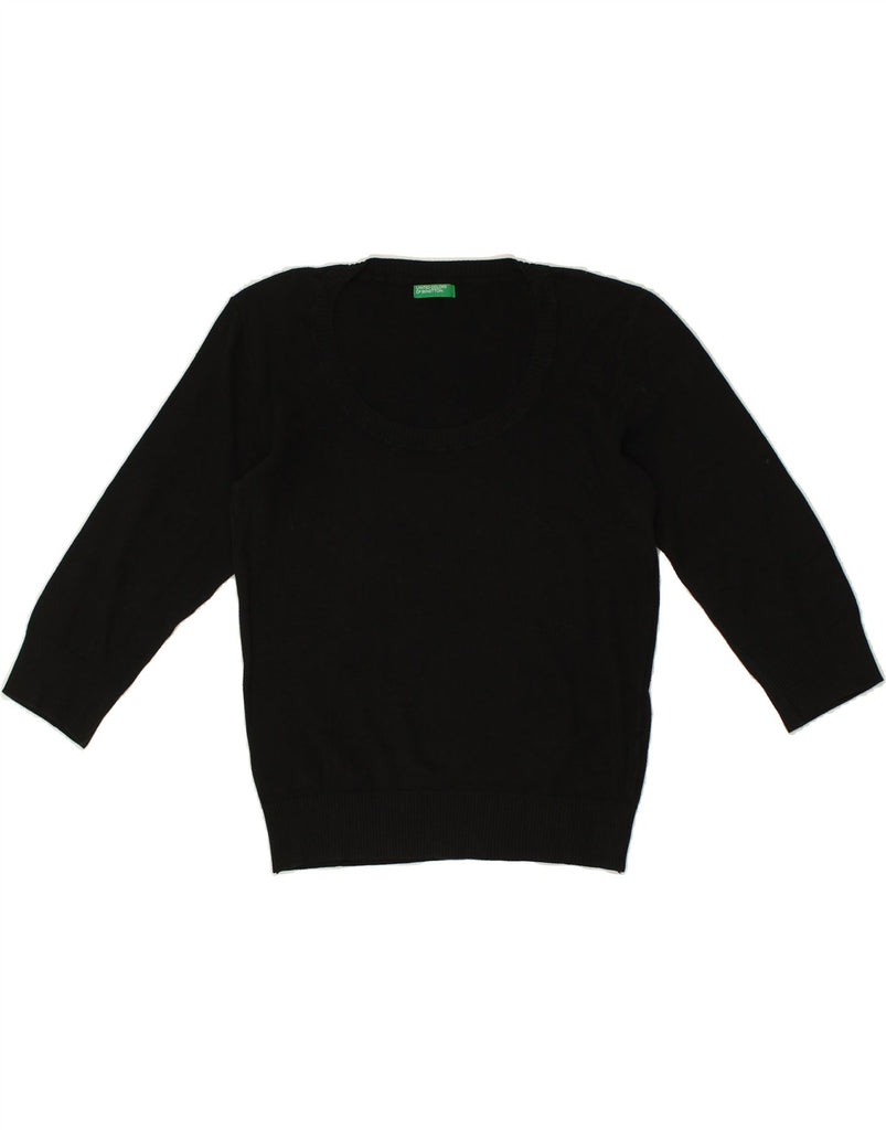 BENETTON Womens Crew Neck Jumper Sweater UK 16 Large Black | Vintage Benetton | Thrift | Second-Hand Benetton | Used Clothing | Messina Hembry 