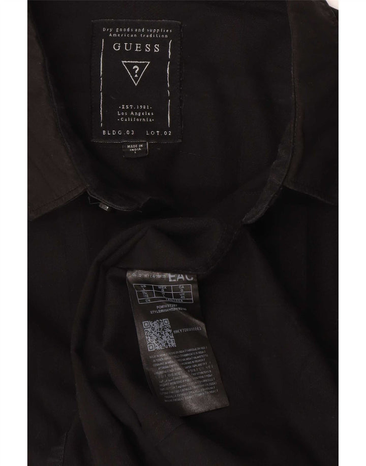 Guess Mens Slim Fit Shirt Large Black Check Cotton
