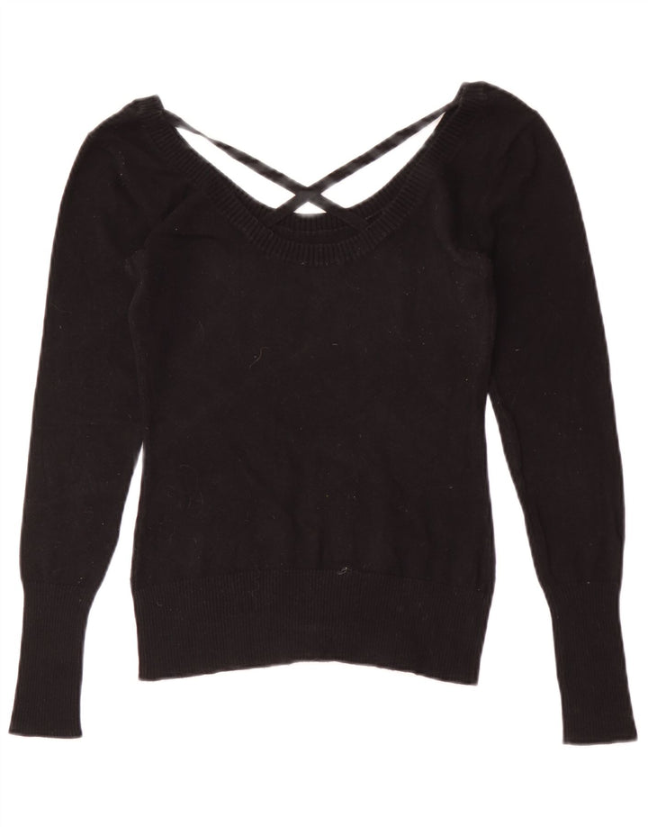 Guess Womens Graphic Long Sleeve Blouse Top UK 8 Small Black