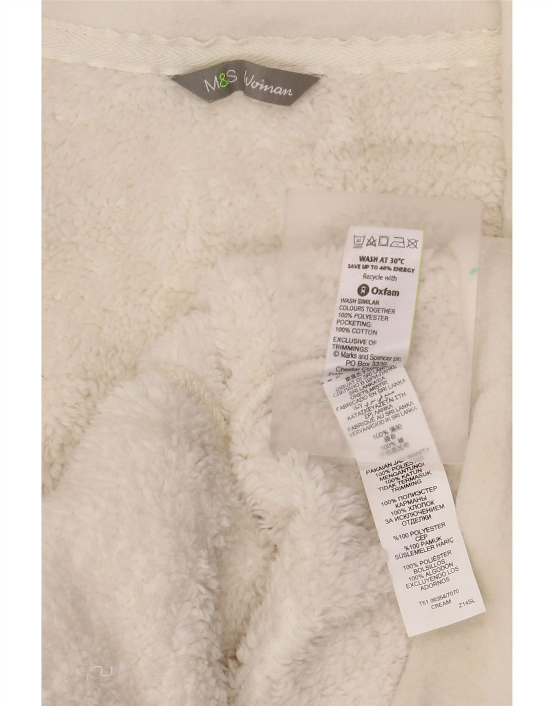 Marks & Spencer Womens Fleece Jacket UK 20 2XL White Cotton