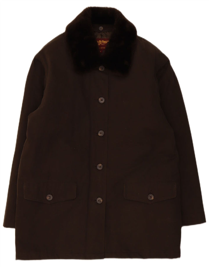 Blu Nauta Womens Overcoat UK 40 Large Brown Cotton