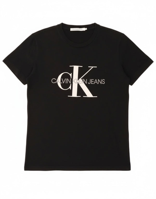 Calvin Klein Jeans Mens Graphic T-Shirt Top Medium Black Cotton