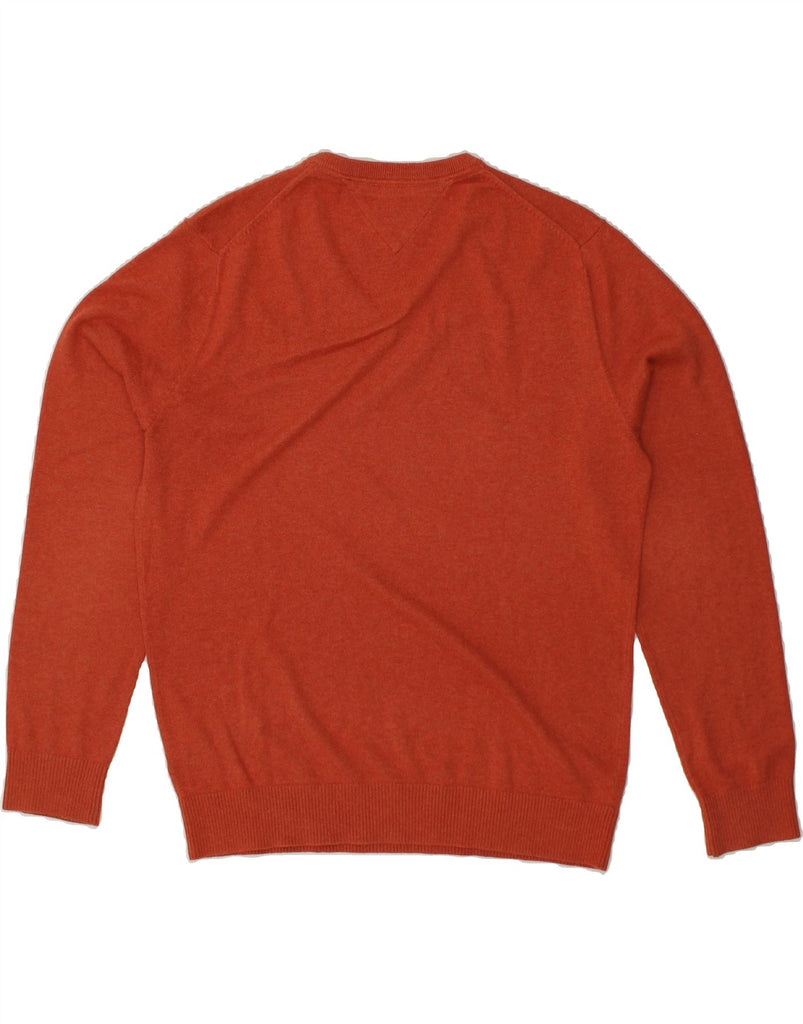 TOMMY HILFIGER Mens V-Neck Jumper Sweater Large Red Cotton | Vintage Tommy Hilfiger | Thrift | Second-Hand Tommy Hilfiger | Used Clothing | Messina Hembry 
