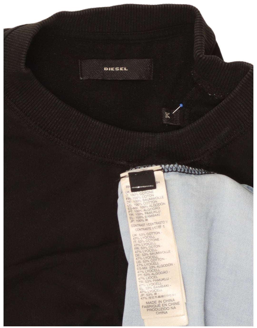 DIESEL Womens Sweatshirt Jumper UK 14 Medium Black Colourblock