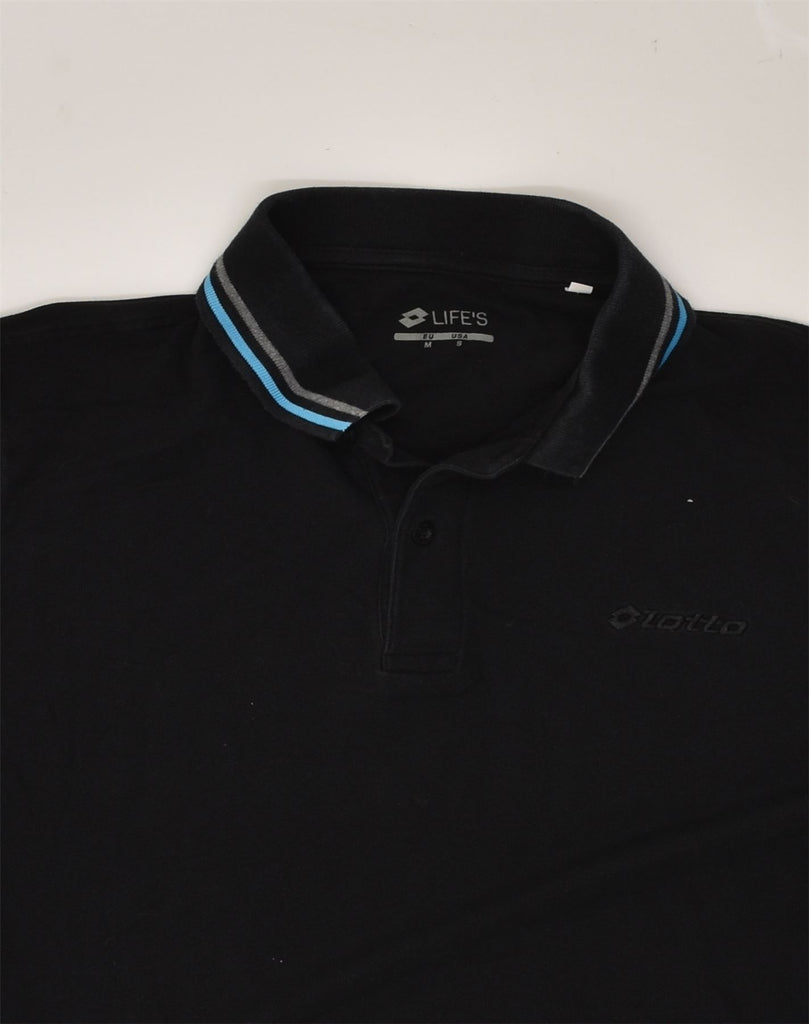 LOTTO Mens Polo Shirt Medium Black Cotton | Vintage Lotto | Thrift | Second-Hand Lotto | Used Clothing | Messina Hembry 