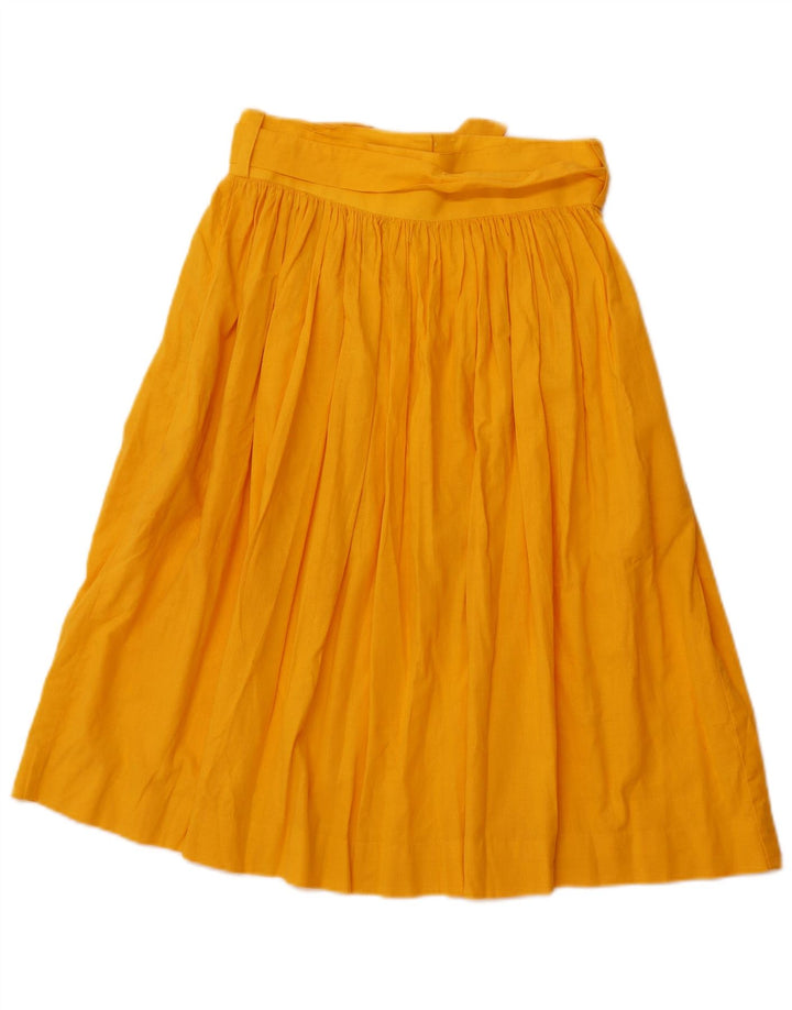 Vintage Womens High Waist Flared Skirt IT 44 Medium W26 Yellow Cotton