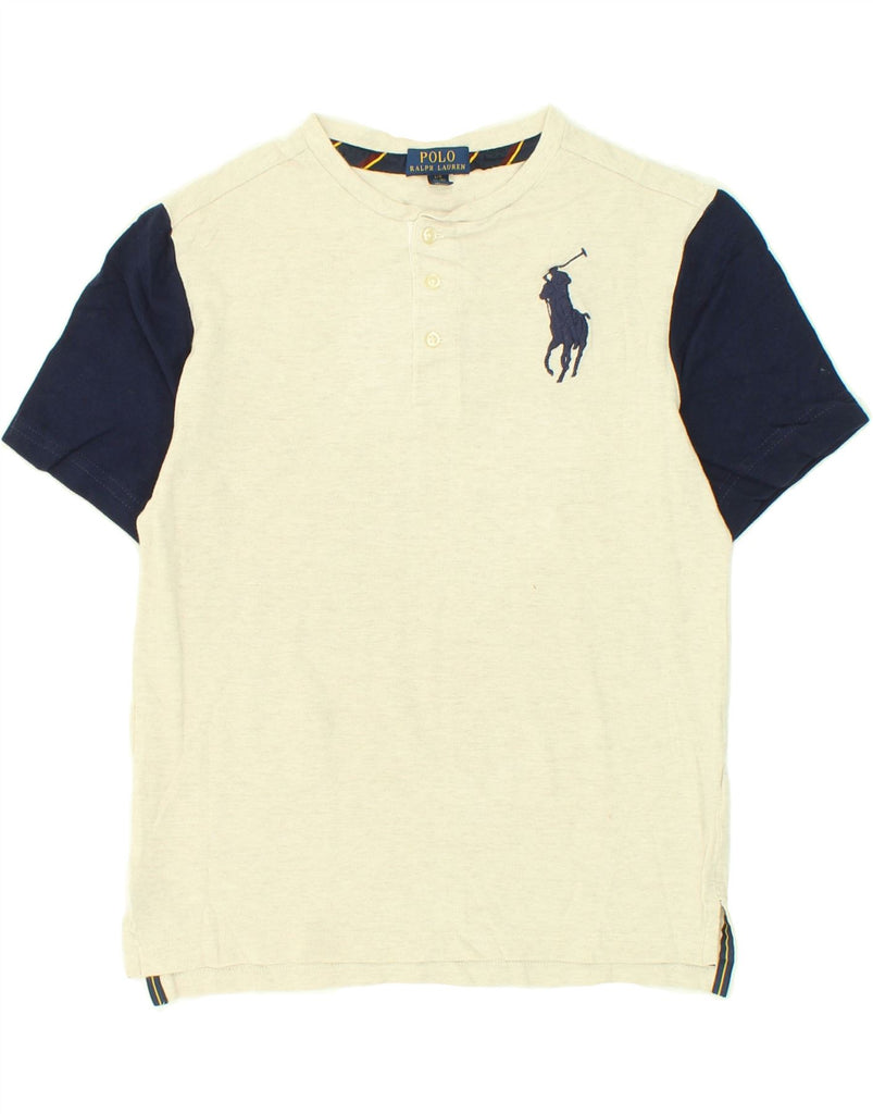 POLO RALPH LAUREN Boys T-Shirt Top 14-15 Years Large Off White Colourblock | Vintage Polo Ralph Lauren | Thrift | Second-Hand Polo Ralph Lauren | Used Clothing | Messina Hembry 