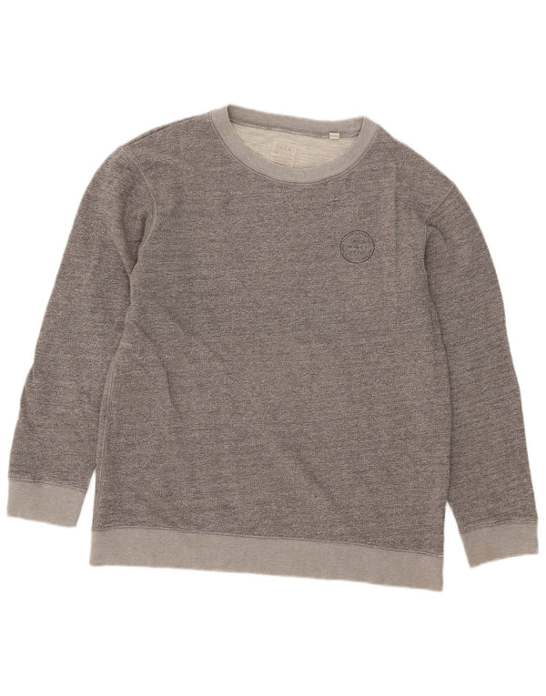 Jack Wills Womens Sweatshirt Jumper UK 12 Medium Grey Flecked Cotton