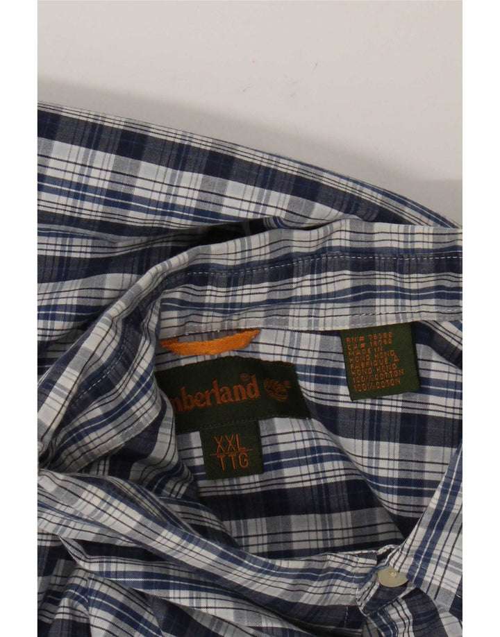 Timberland Mens Short Sleeve Shirt 2XL Navy Blue Check Cotton