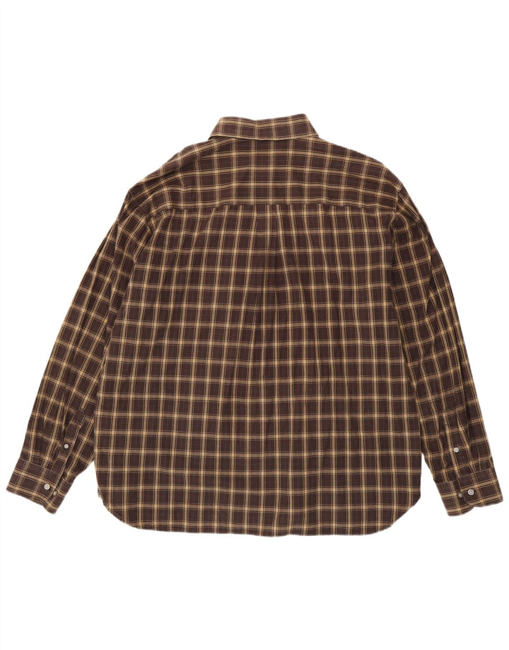 Izod Mens Shirt XL Brown Check Cotton