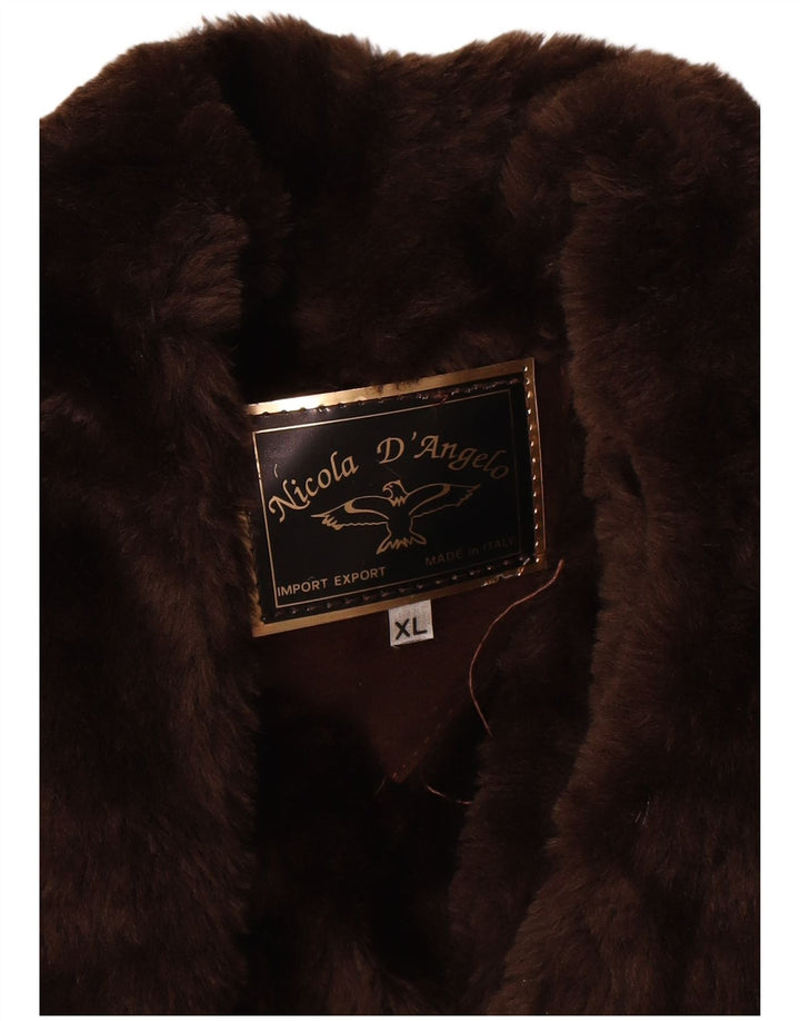 Nicola D' Angelo Mens Shearling Double Breasted Coat UK 42 XL Brown
