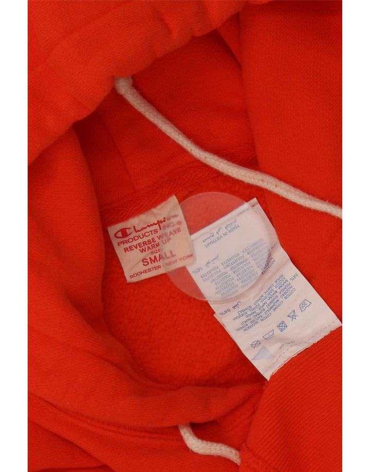 Champion Mens Hoodie Jumper Small Orange Cotton