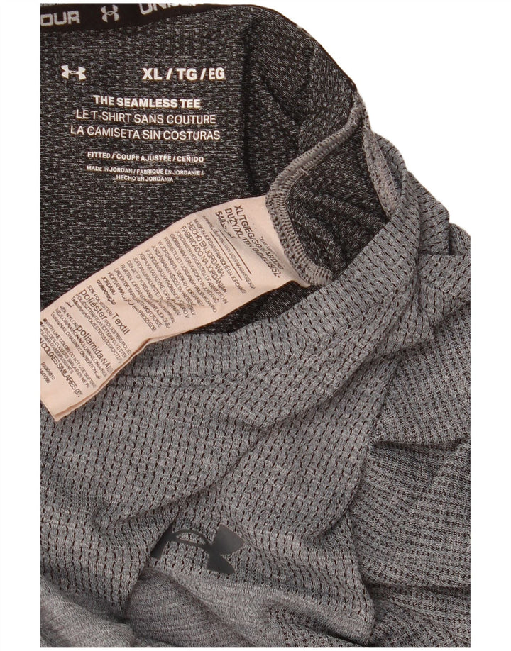 Under Armour Mens T-Shirt Top XL Grey Pinstripe Polyester