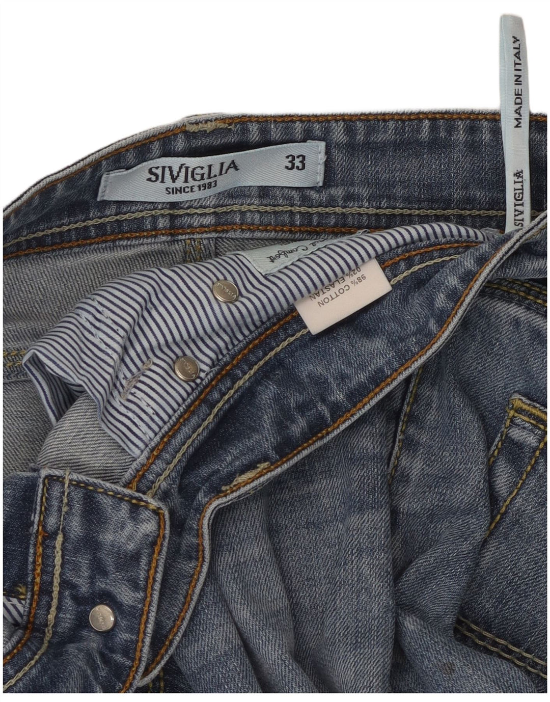 SIVIGLIA Mens Straight Jeans W33 L30 Blue Cotton