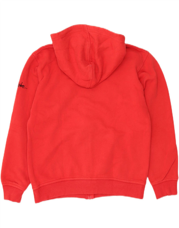 QUIKSILVER Girls Graphic Zip Hoodie Sweater 13-14 Years Red Cotton