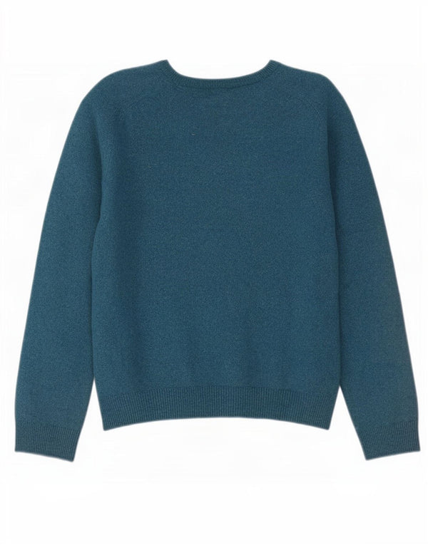 Marks & Spencer Womens V-Neck Jumper Sweater UK 18 XL Blue Lambswool