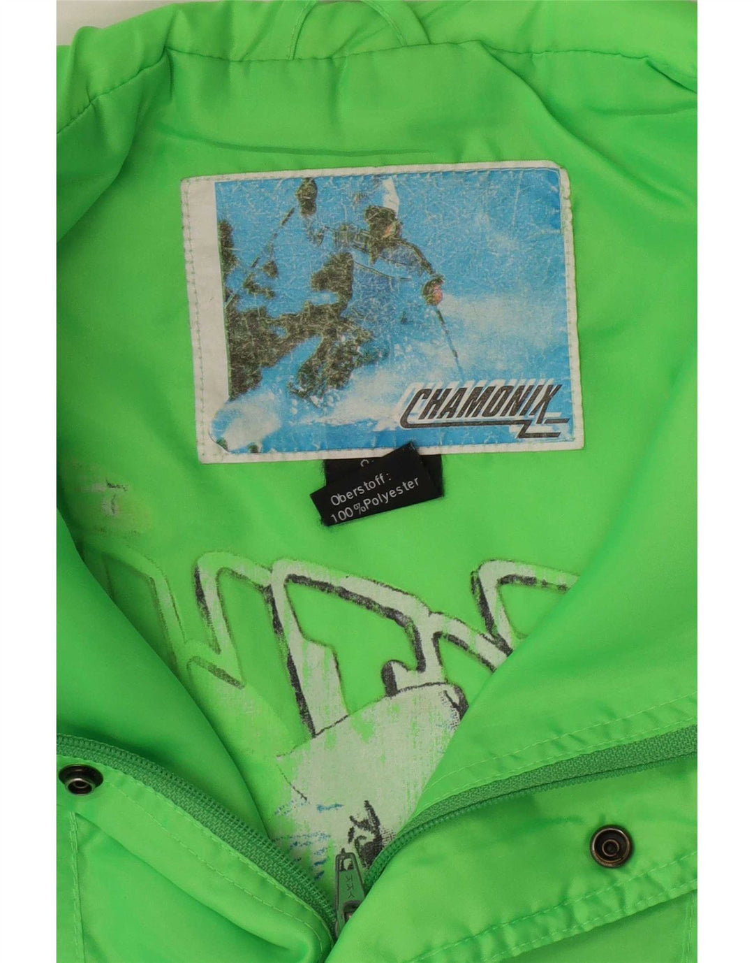 Chamonix Mens Graphic Pullover Ski Jacket Medium Green Polyester Sports