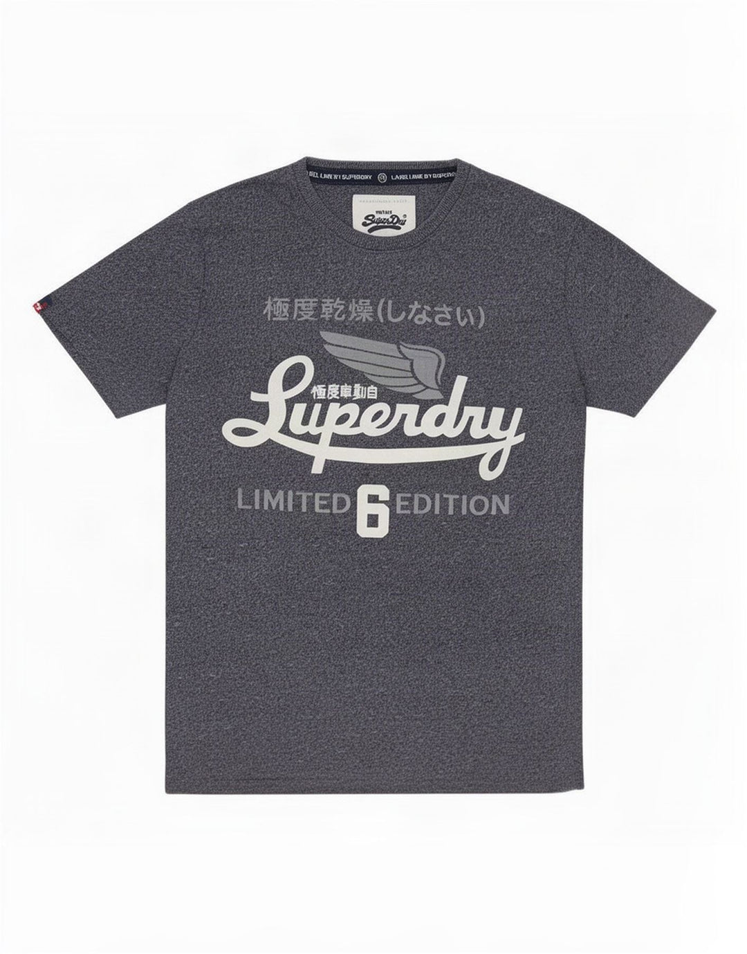 Superdry Mens Graphic T-Shirt Top Medium Navy Blue Flecked Cotton