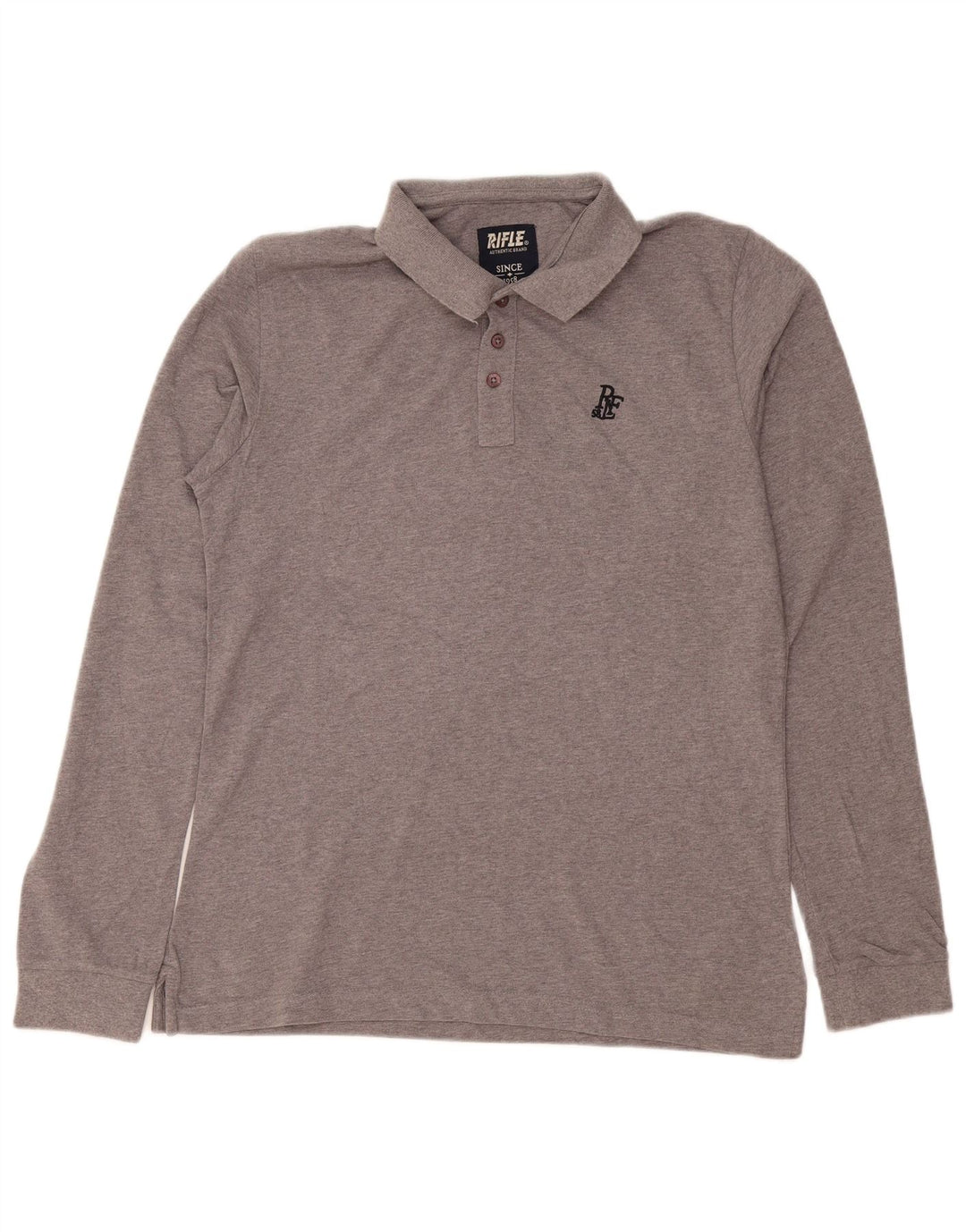 Rifle Mens Long Sleeve Polo Shirt XL Grey Flecked