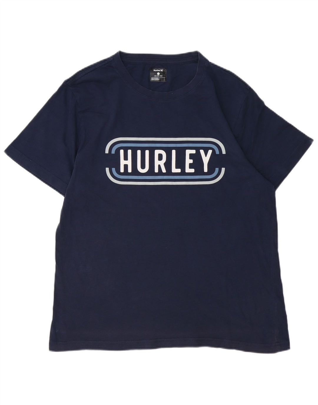 Hurley Mens Graphic T-Shirt Top Large Navy Blue Cotton