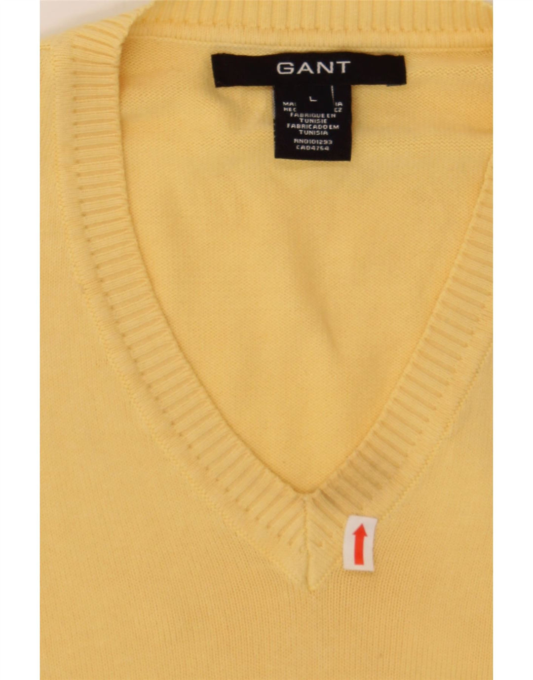 GANT Mens V-Neck Jumper Sweater Large Yellow Cotton Vintage Gant and Second-Hand Gant from Messina Hembry 