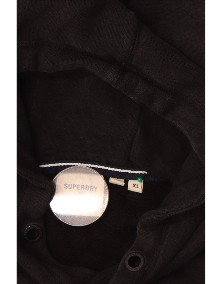 SUPERDRY Mens Hoodie Jumper XL Black Cotton