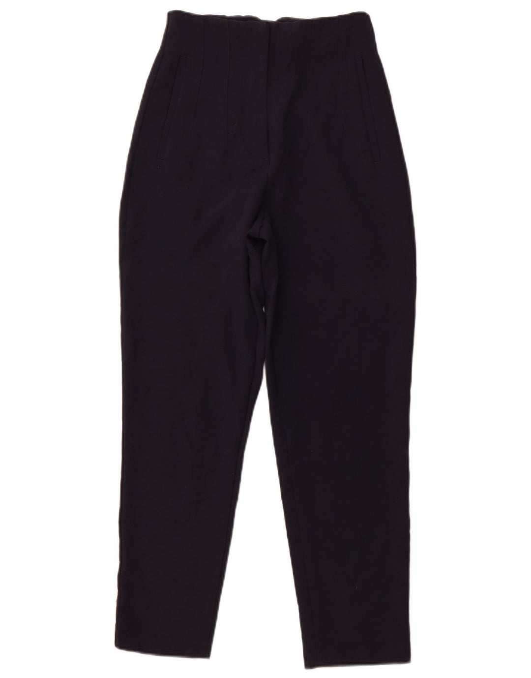 ZARA Womens High Waist Tapered Casual Trousers XS W24 L26 Navy Blue