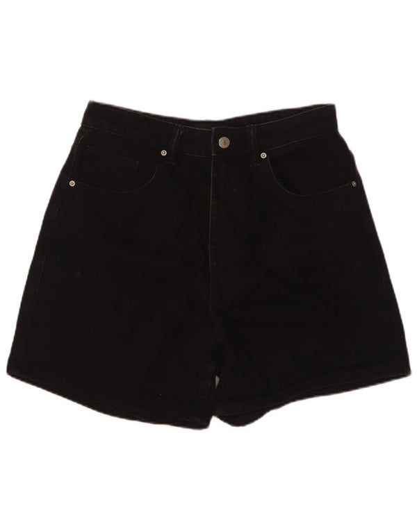 Zara Womens High Waist Denim Shorts EU 38 Small W28 Black Cotton