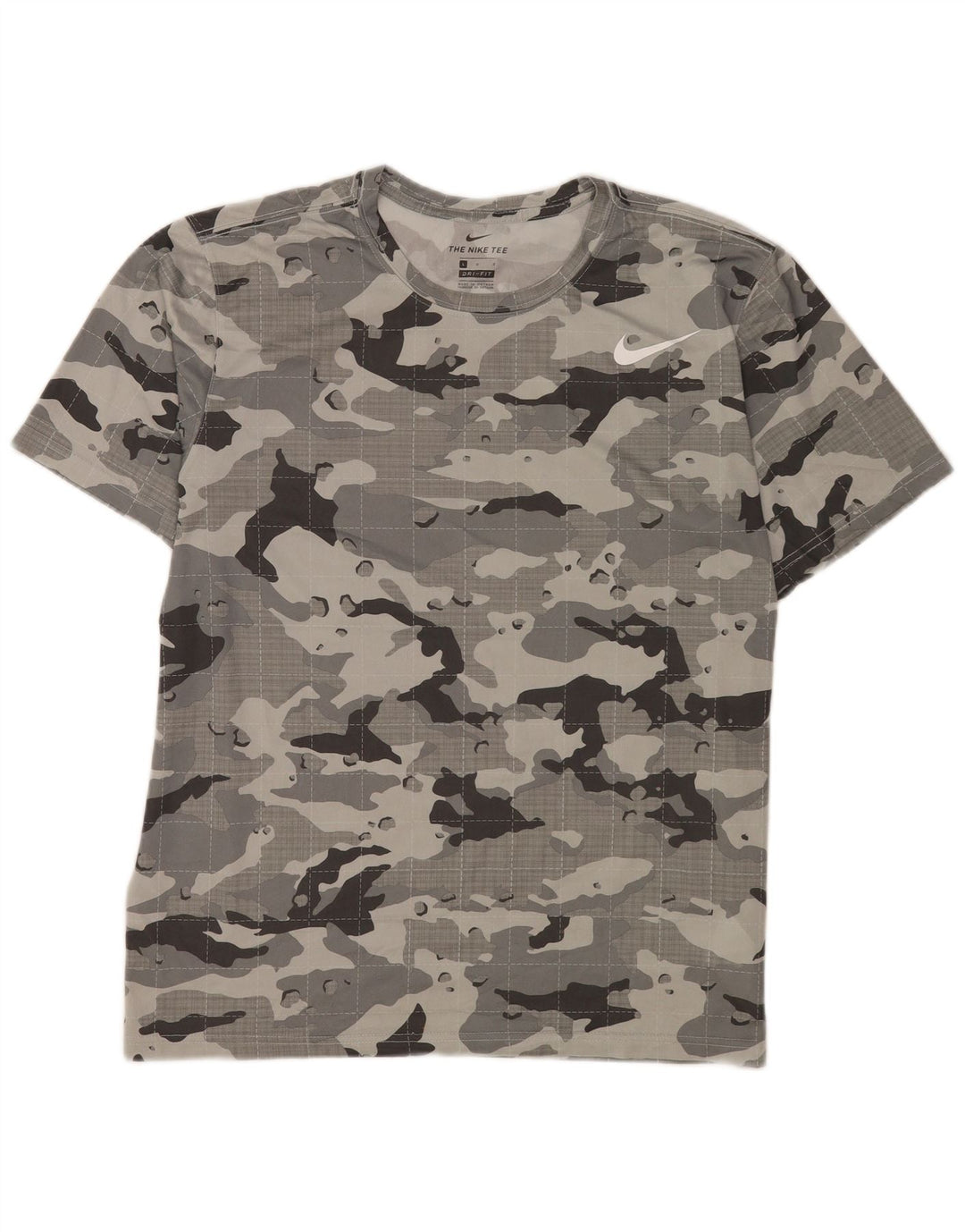 Nike Mens Dri Fit T-Shirt Top Large Grey Camouflage Polyester