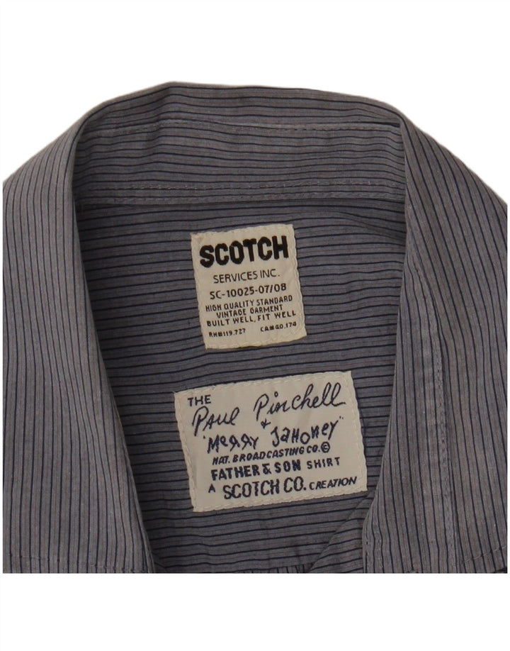 SCOTCH & SODA Mens Shirt Medium Blue Pinstripe