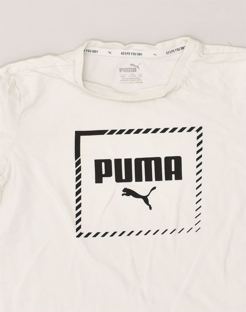 PUMA Boys Graphic T-Shirt Top 11-12 Years White Cotton | Vintage Puma | Thrift | Second-Hand Puma | Used Clothing | Messina Hembry 