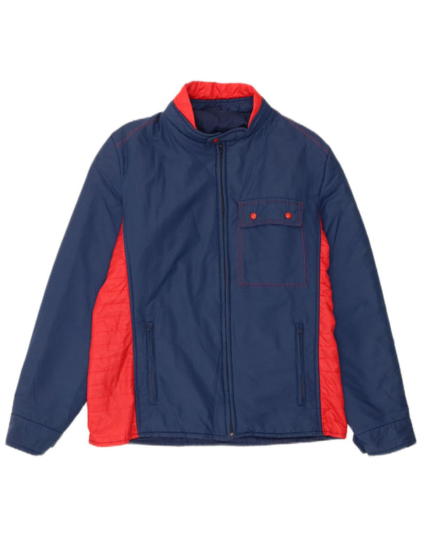 Vintage Womens Padded Jacket UK 14 Medium Blue Colourblock Nylon