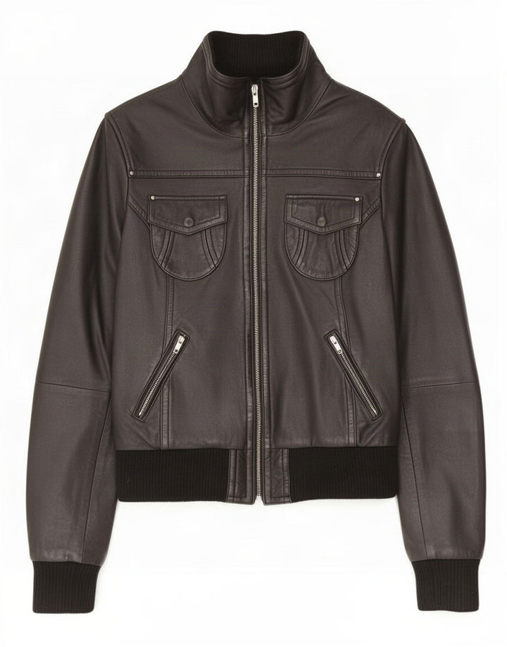 Carrie Hoxton Womens Leather Jacket UK 14 Medium Black