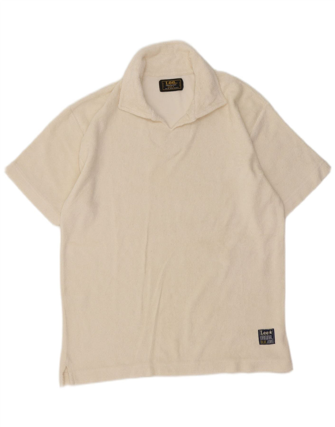 Lee Mens Polo Shirt Large Off White Cotton