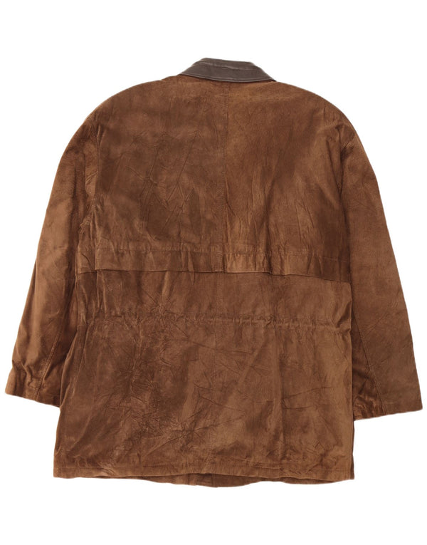 Vintage Mens Suede Jacket IT 54 XL Brown Leather