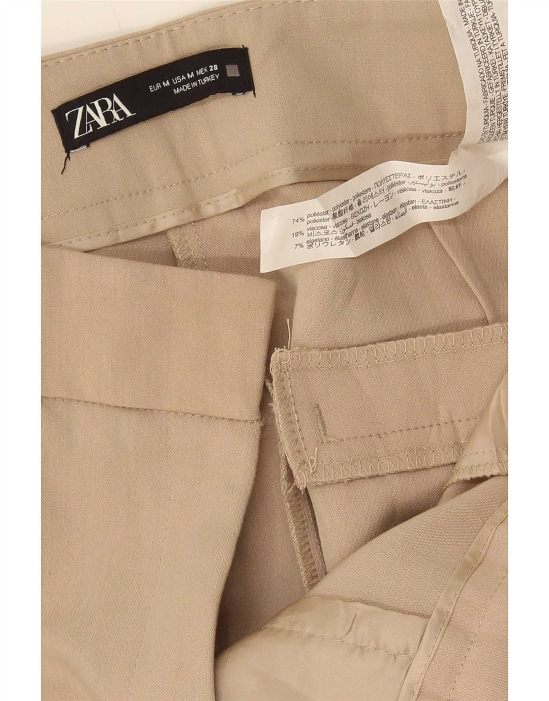 Zara Womens Straight Suit Trousers Medium W28 L27 Beige Polyester