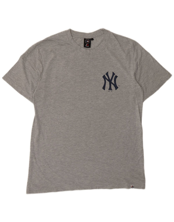 Majestic Mens Yankees Graphic T-Shirt Top Large Grey Cotton