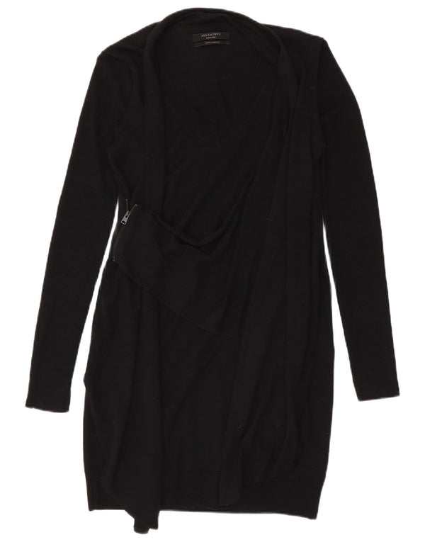 All Saints Womens Long Sleeve Jumper Dress UK 12 Medium Black Merino Wool