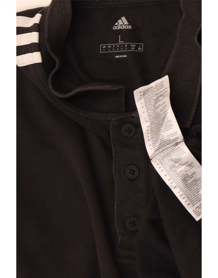 Adidas Mens Polo Shirt Large Black Cotton