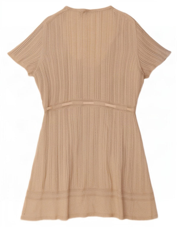 Marks & Spencer Womens Short Sleeves Jumper Dress UK 20 2XL Beige Acrylic