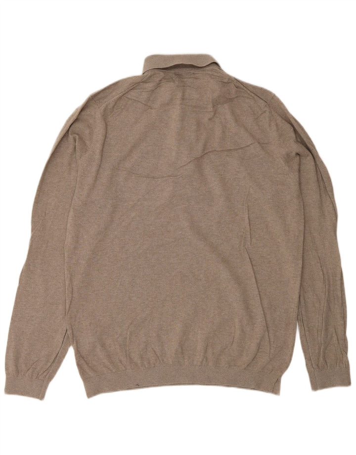 Massimo Dutti Mens Polo Neck Jumper Sweater Medium Beige Cotton