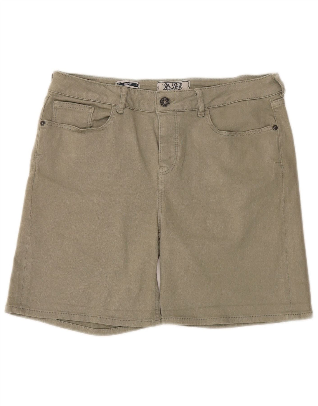 Fat Face Womens Denim Shorts UK 12 Medium W32  Khaki Cotton