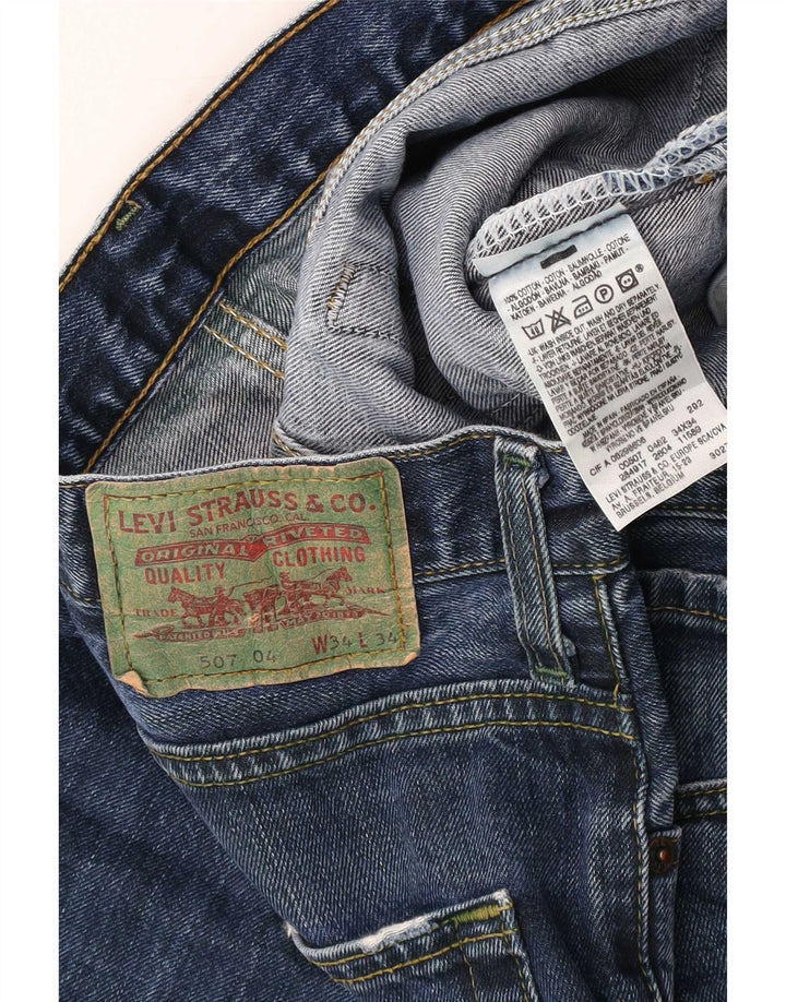 Levi's Mens 507 Bootcut Jeans W34 L34 Blue Cotton