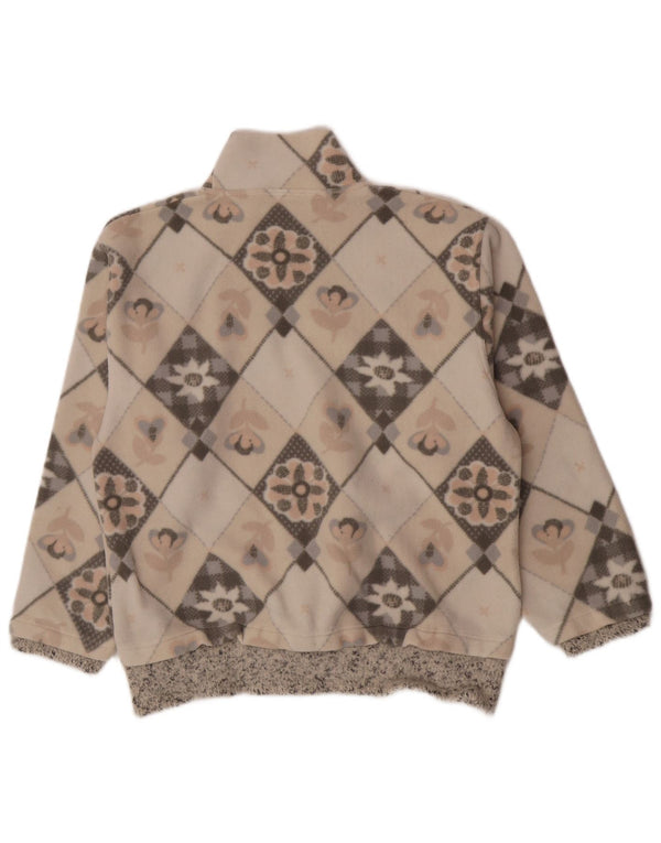 American Place Womens Fleece Jumper UK 14 Medium Beige Floral Polyester