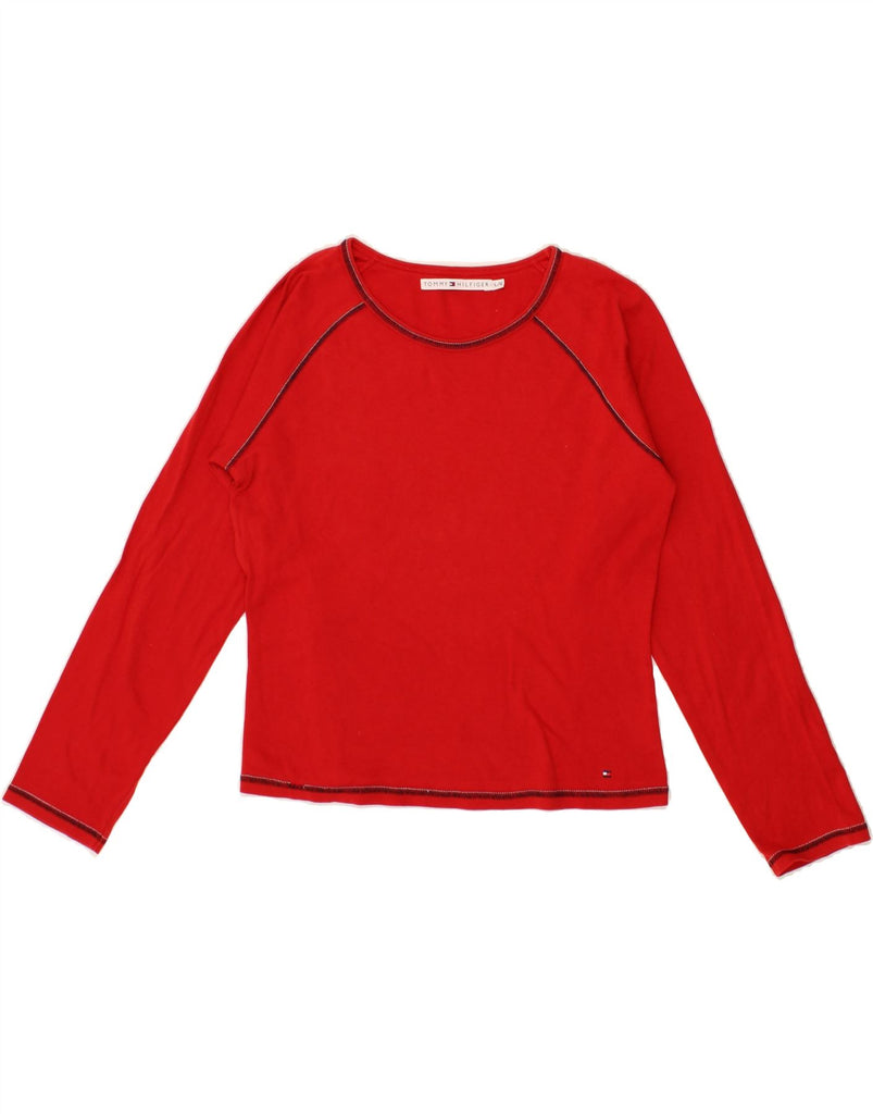 TOMMY HILFIGER Womens Top Long Sleeve UK 14 Large Red Cotton Vintage Tommy Hilfiger and Second-Hand Tommy Hilfiger from Messina Hembry 