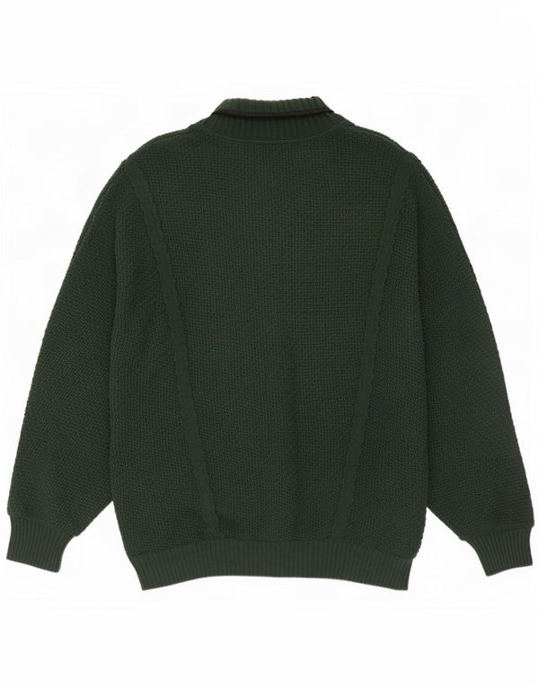 Carlo Colucci Mens Loose Fit Shawl Neck Jumper Sweater IT 52 Large Green